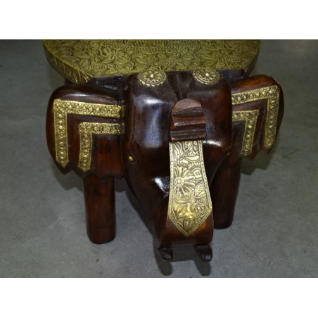Rosewood and brass elephant stool or end table - 29 cm