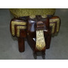 Sgabello o tavolino da salotto elefante in palissandro e ottone - 29 cm