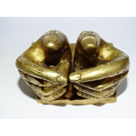 Porte-cartes de visite main de buddha - patine dorée