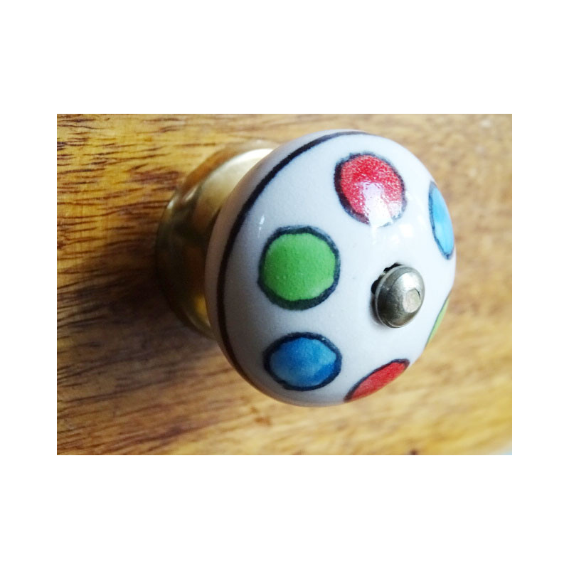 Ceramic cabinet knob dot muticolor