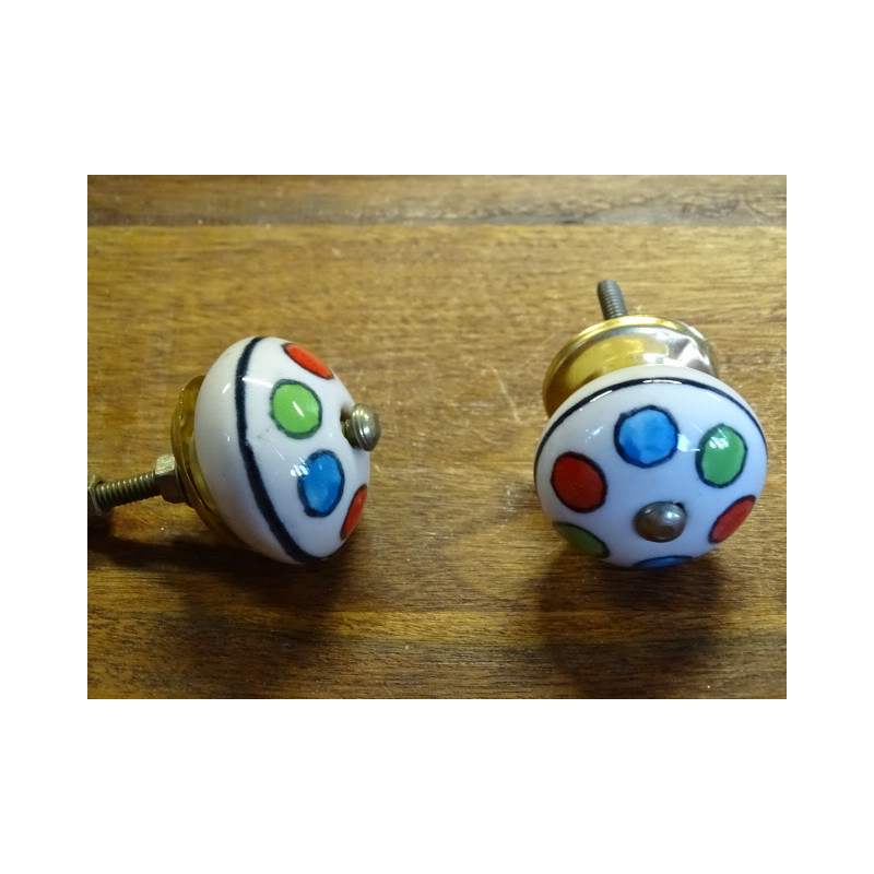 Poignée en porcelaine ronds muticolor