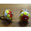 Ceramic cabinet knob red flower