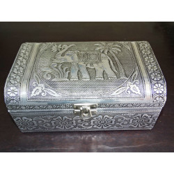Grande boîte à bijoux avec éléphant et velour violet
