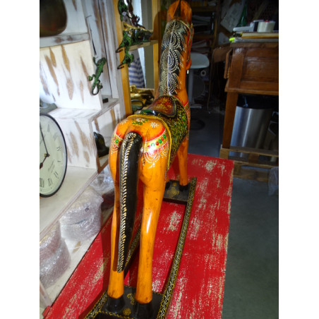Grand cheval de cérémonie à bascule 60x72 cm - orange