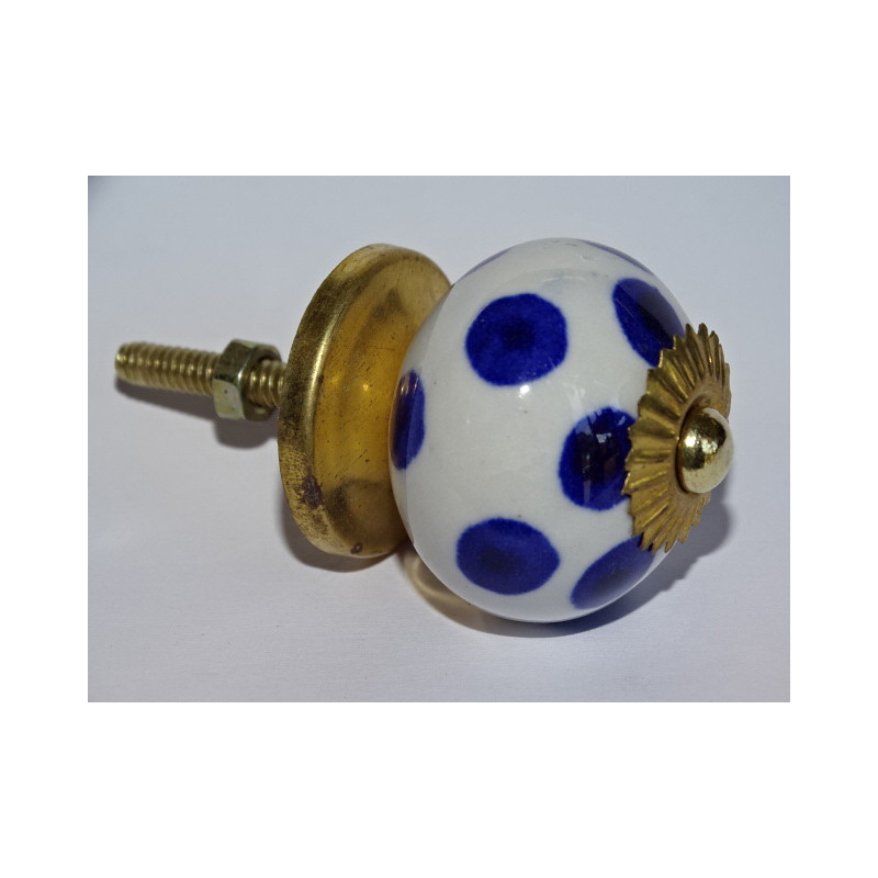 Poignée de meuble à pois bleus outremer