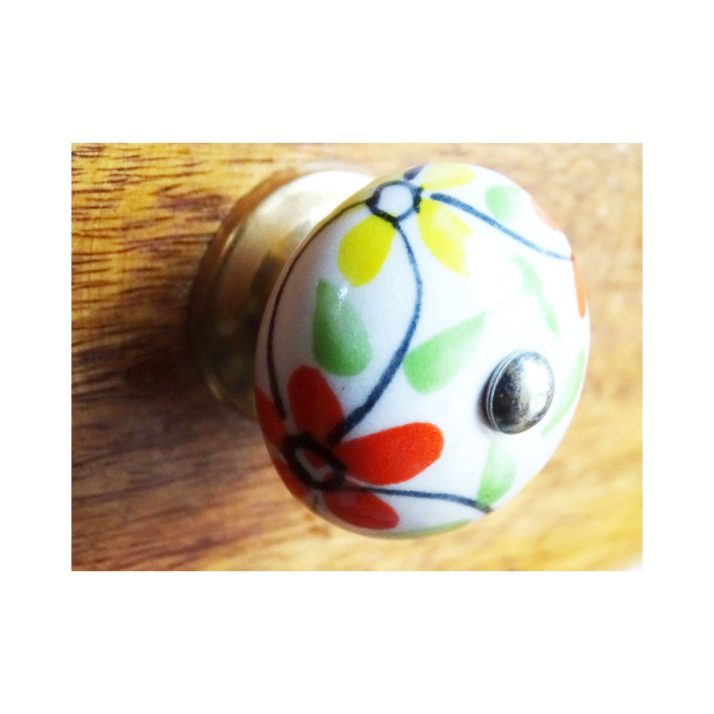 Porzellan Blumengriff gelb und orange