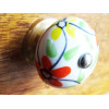 Poignée en porcelaine fleur jaune et orange