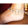 Bracelets de cheville perles türkis/argent