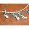 Bracelets de cheville perles türkis/argent