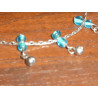 Bracelets de cheville double perles blu ciel/argent