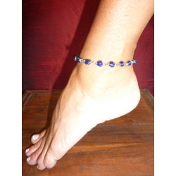 Bracelets de cheville perles blau marine