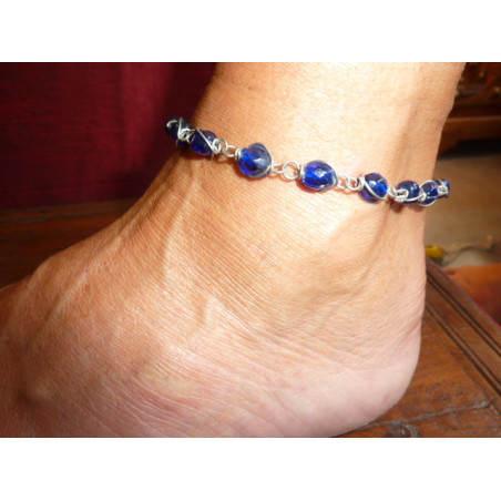 Bracelets de cheville perles blau marine