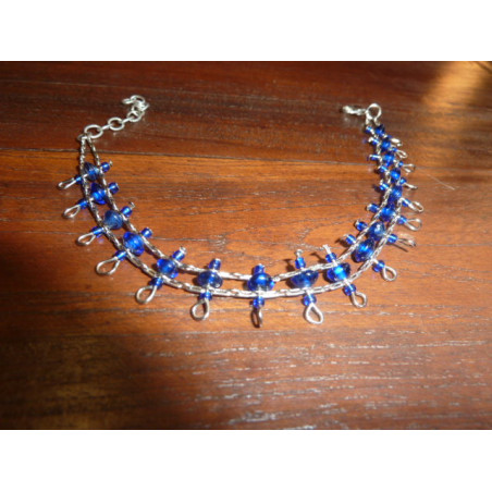 Bracelets de cheville perles blau marine rigide