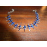 Bracelets de cheville perles bleu marine rigide