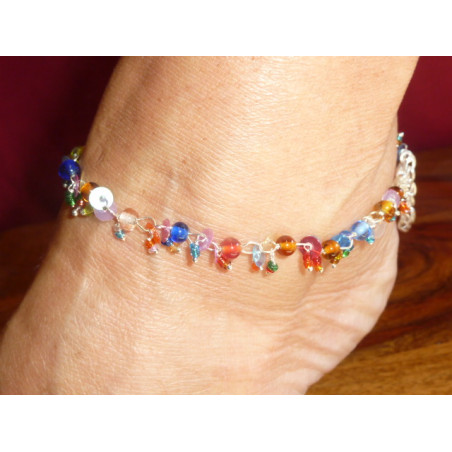 Bracelets de cheville perles multicolores