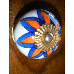 Boutons en porcelaine étoile orange bleu