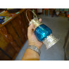 Lanterne de table photophore turquoise 22 cm