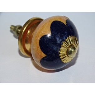 Poignée de meuble marron et bleu outremer