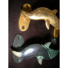 Manija de bronce pequeño delfín de oro