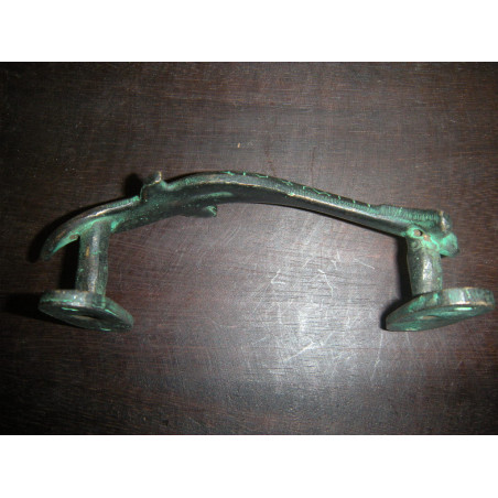 handle brass small dauphin green