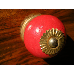Boutons en porcelaine unis vermillon