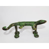 poignée en bronze forme de salamandre patinée verte - droite