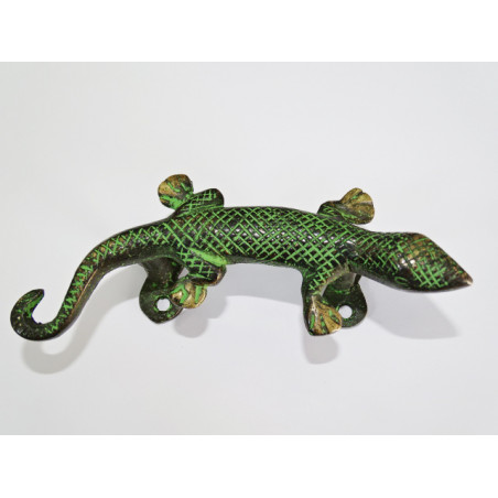 Mango de bronce en forma de pátina salamandra verde - derecha