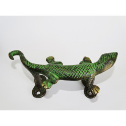 Mango bronce en forma de salamandra pátina verde - izquierda
