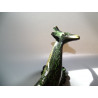 Giraffengriff aus schwarzer Bronze mit grüner Patina - 22 cm