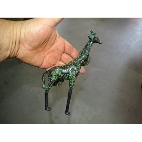Manico giraffa in bronzo nero con patina verde - 22 cm