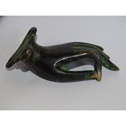 Mango de bronce Buda patinado negro y verde 9 cm