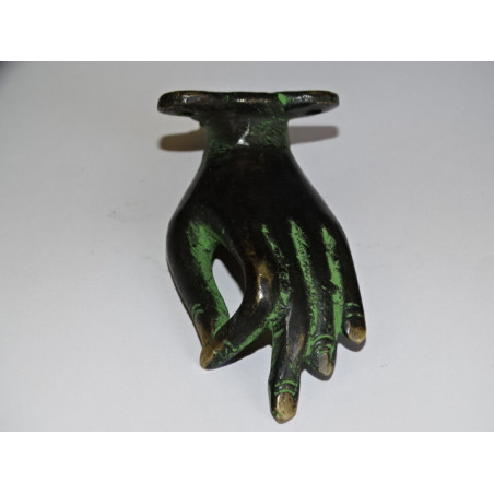 Manico in bronzo Buddha patinato nero e verde 9 cm