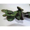Grande manico in bronzo donna serpente patina nero e verde - 1