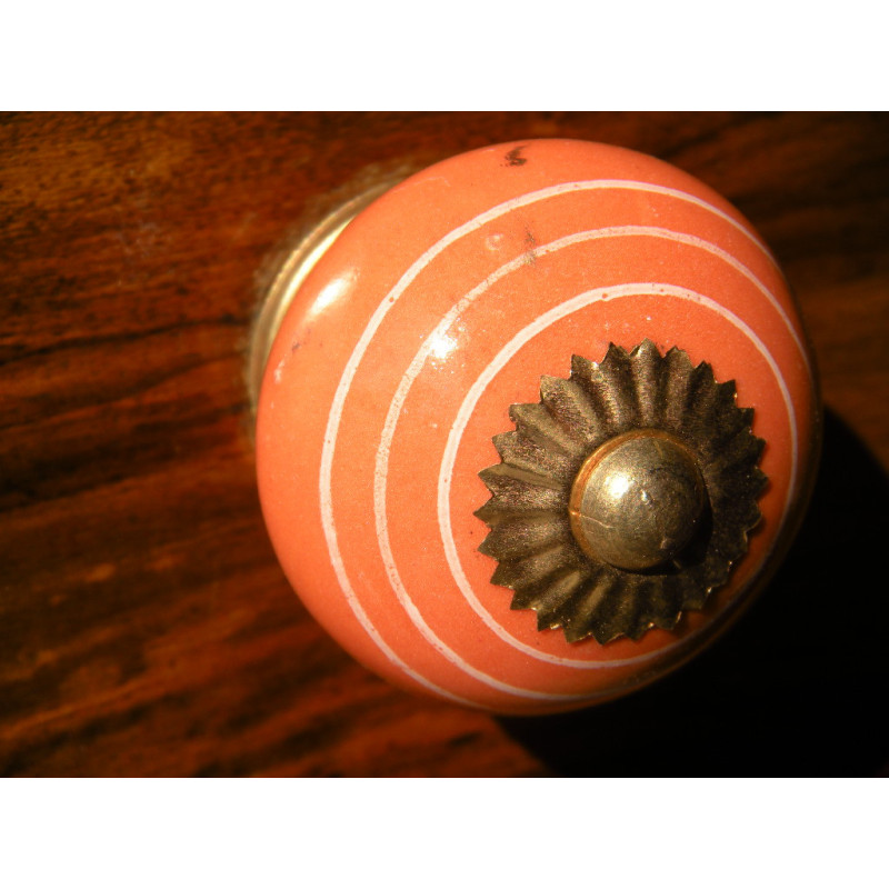Pomelli dei cassetti porcellana trait bianchi/arancione