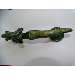 Large bronze handle woman snake patina black and green - 2