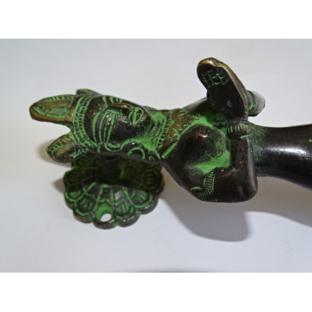 Gran mango de bronce mujer pátina de serpiente negra y verde - 2