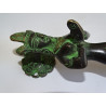 Grande manico in bronzo donna serpente patina nero e verde - 2