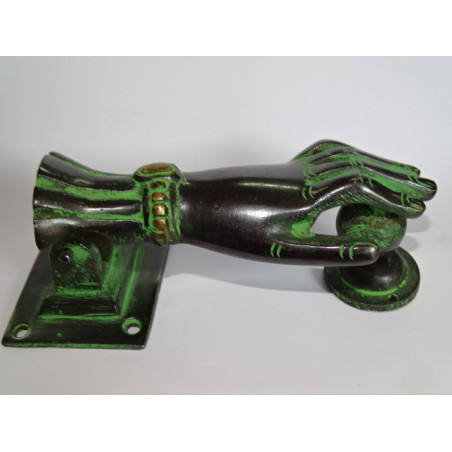 Großer handpatinierter Türklopfer aus Bronze in Schwarz und Grün - 10 cm