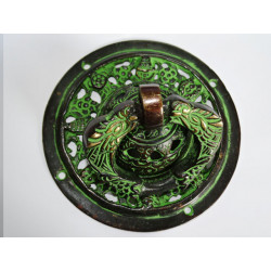 temple door handle to screw 13 cm with green patina