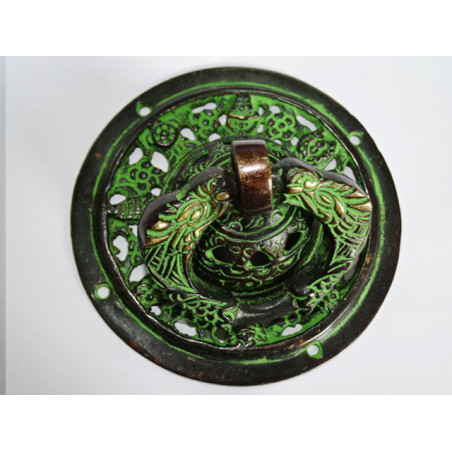 tirador de puerta de templo para atornillar 13 cm con pátina verde
