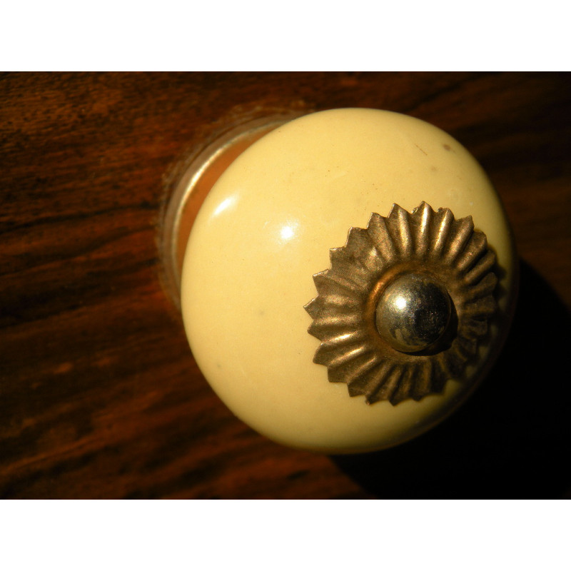 Boutons en porcelaine unis jaune