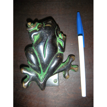 poignée en bronze grenouille vert
