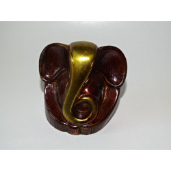Small patinated modern ganesh in gold and brown - 5 cm