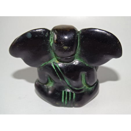 Piccolo moderno Ganesh patinato in verde e nero - 7 cm