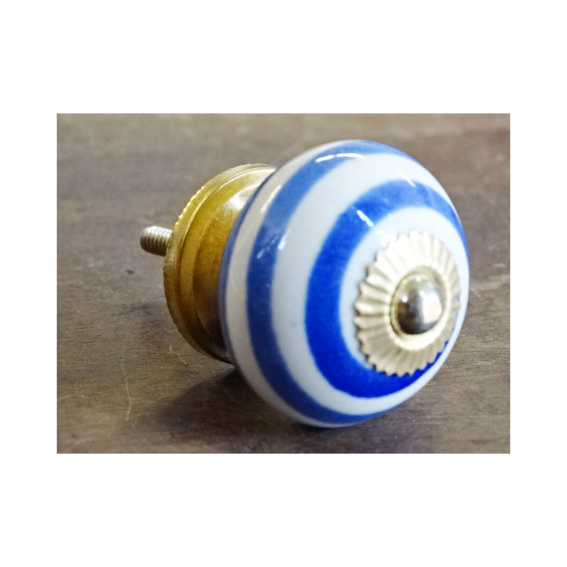 poignée blanche avec spirale bleu outremer