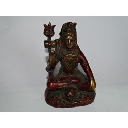 Small bronze statue of Shiva with brown patina