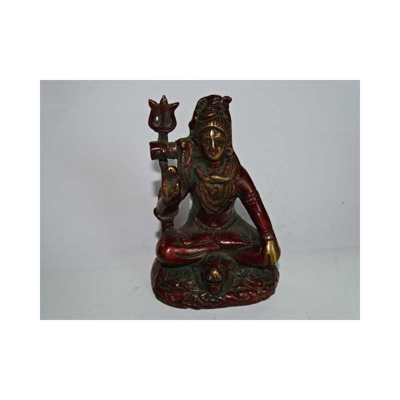 Pequeña estatua de bronce de Shiva con pátina marrón