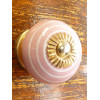 Boutons en porcelaine trait blanc/rose