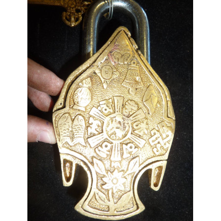 padlock brass Buddha gold