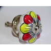 Porcelain pumpkin handle with red and yellow flowers - silver